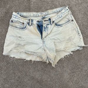 Abercrombie & Fitch Light Blue Distressed Denim Cutoff Shorts